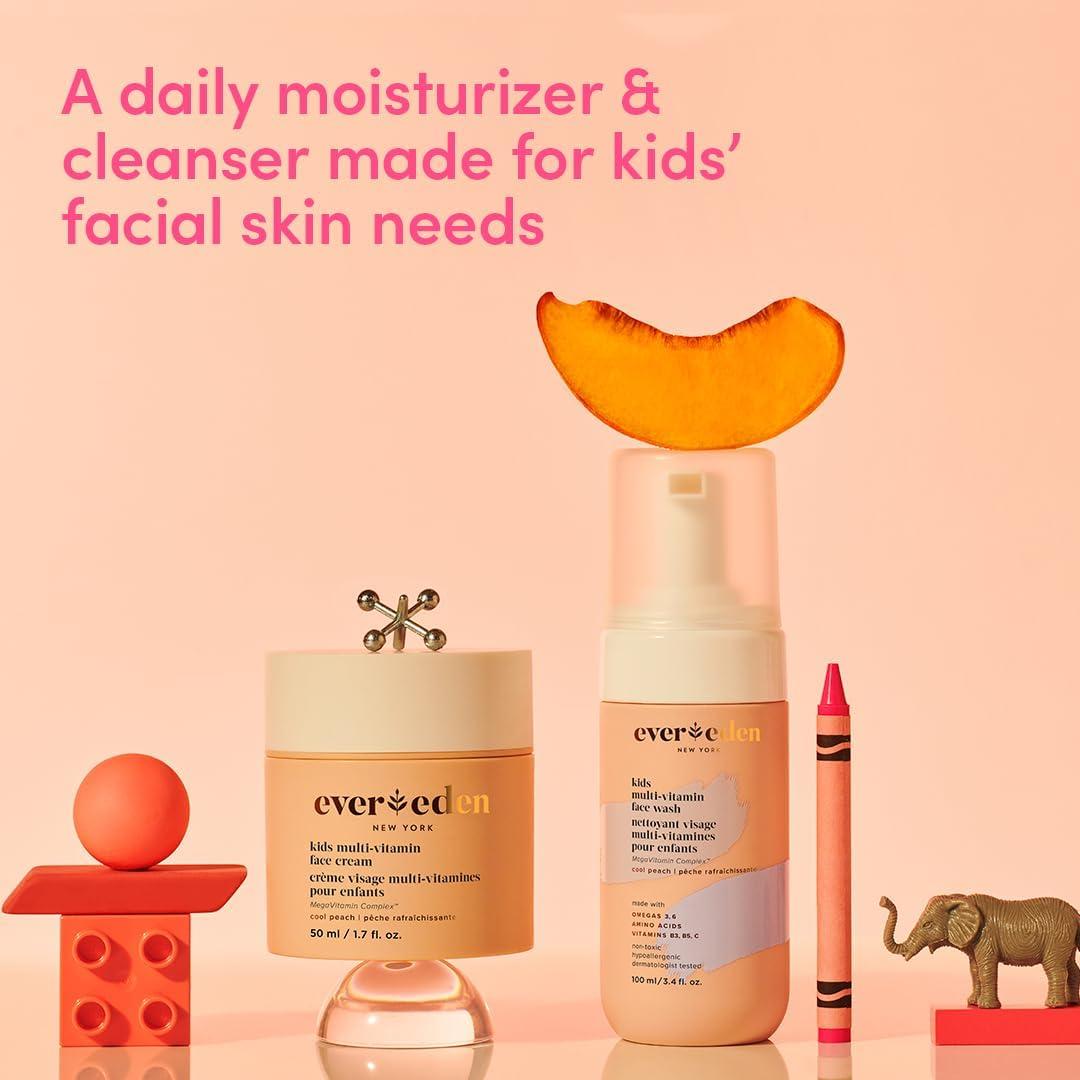 imageEvereden Kids Skincare ampamp Sunscreen Essentials Set  MultiVitamin Face Wash Face Cream ampamp SPF 50 Mineral Sunscreen  Clean Vegan NonToxic Skincare for Kids 3