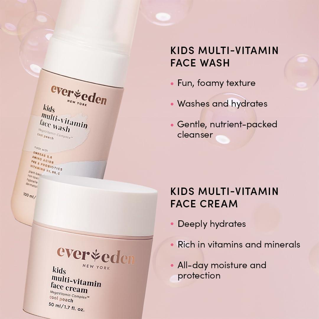 imageEvereden Kids Skincare ampamp Sunscreen Essentials Set  MultiVitamin Face Wash Face Cream ampamp SPF 50 Mineral Sunscreen  Clean Vegan NonToxic Skincare for Kids 3