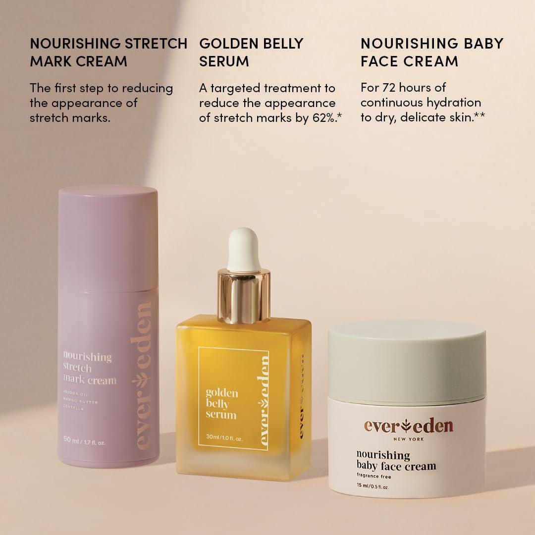 imageEvereden Mama ampamp Baby Discovery Set  DermatologistDeveloped Clean ampamp Vegan Maternity Skin Care Bundle  Stretch Mark Cream Belly Serum ampamp Nourishing Baby Face Cream  Postpartum Gifts for New Mom