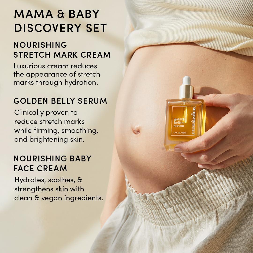imageEvereden Mama ampamp Baby Discovery Set  DermatologistDeveloped Clean ampamp Vegan Maternity Skin Care Bundle  Stretch Mark Cream Belly Serum ampamp Nourishing Baby Face Cream  Postpartum Gifts for New Mom