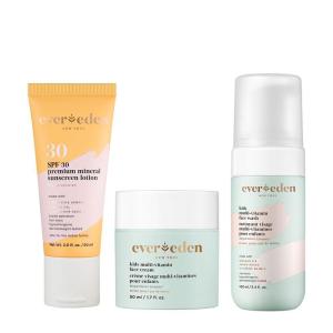 imageEvereden Daily 123 Routine Bundle Clean ampamp Vegan Skin Care Set for Kids  Hydrating ampamp Nourishing Tween Skincare Set with MultiVitamin Face Wash Face Cream Lotion ampamp SPF 30 Mineral SunscreenMelon