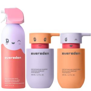 imageEvereden Happy Hair Duo for Kids Vegan Shampoo and Conditioner Set with Detangler Brush  Strengthens ampamp Smooths All Hair TypesShampoo and Conditioner  Cloud Body Wash