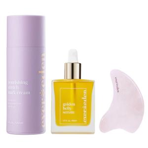 imageEvereden Mama DUO wt Gua Sha  Golden Belly Stretch Mark Oil ampamp Nourishing Stretch Mark Cream  DermatologistDeveloped Clean ampamp Vegan Maternity Skin Care for Skin HydrationMama DUO with Gua Sha