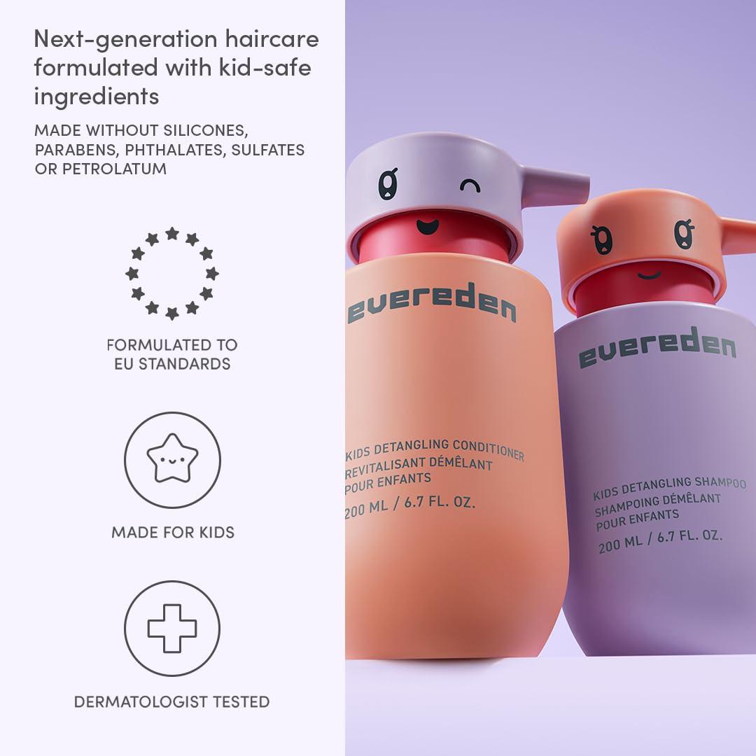imageEvereden Happy Trio Vegan Kids Shampoo Conditioner Set and After Swim ampamp Sports Detangler  Strengthens ampamp Smooths All Hair Types