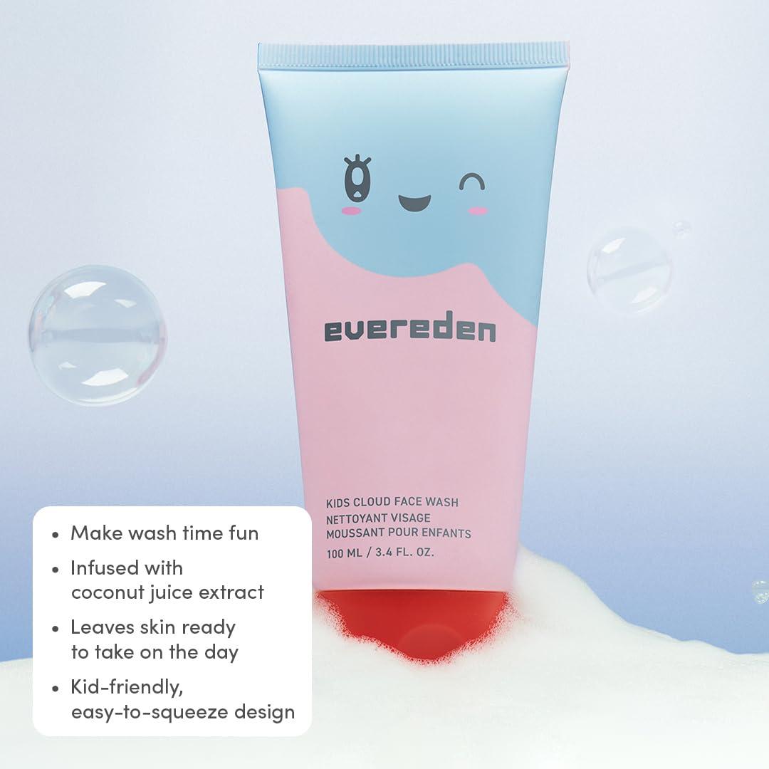 imageEvereden Kids Cloud Face Wash Tropical Sorbet 34 fl oz ampamp Kids Face Cream Cool Peach 17 oz  Creamy ampamp Fun Skin Care for Toddlers  EasytoUse Face Wash ampamp Cream  Nontoxic and Safe Skin Care