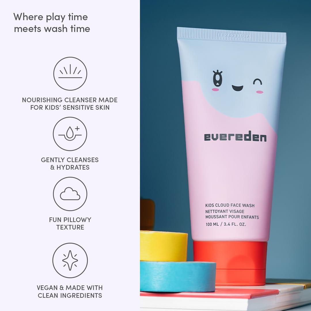 imageEvereden Kids Cloud Face Wash Tropical Sorbet 34 fl oz ampamp Kids Face Cream Cool Peach 17 oz  Creamy ampamp Fun Skin Care for Toddlers  EasytoUse Face Wash ampamp Cream  Nontoxic and Safe Skin Care