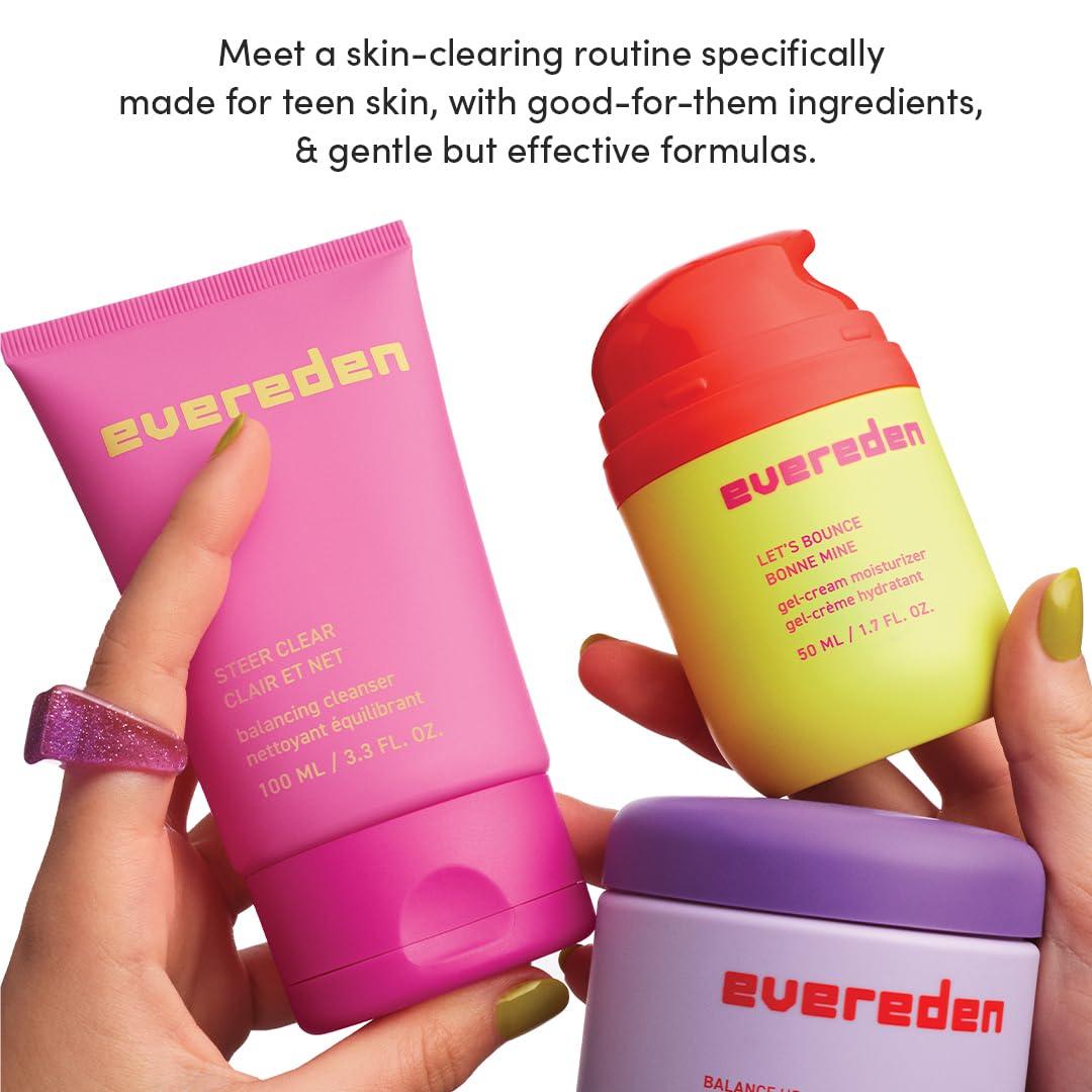 imageEvereden PreTeen Collection Triple Green Tea Steer Clear Balancing Jelly Cleanser Pre Teen Face Wash Lets Bounce GelCream Teen Face Moisturizer ampamp Balance Up WaterBased Toner Pads for Face