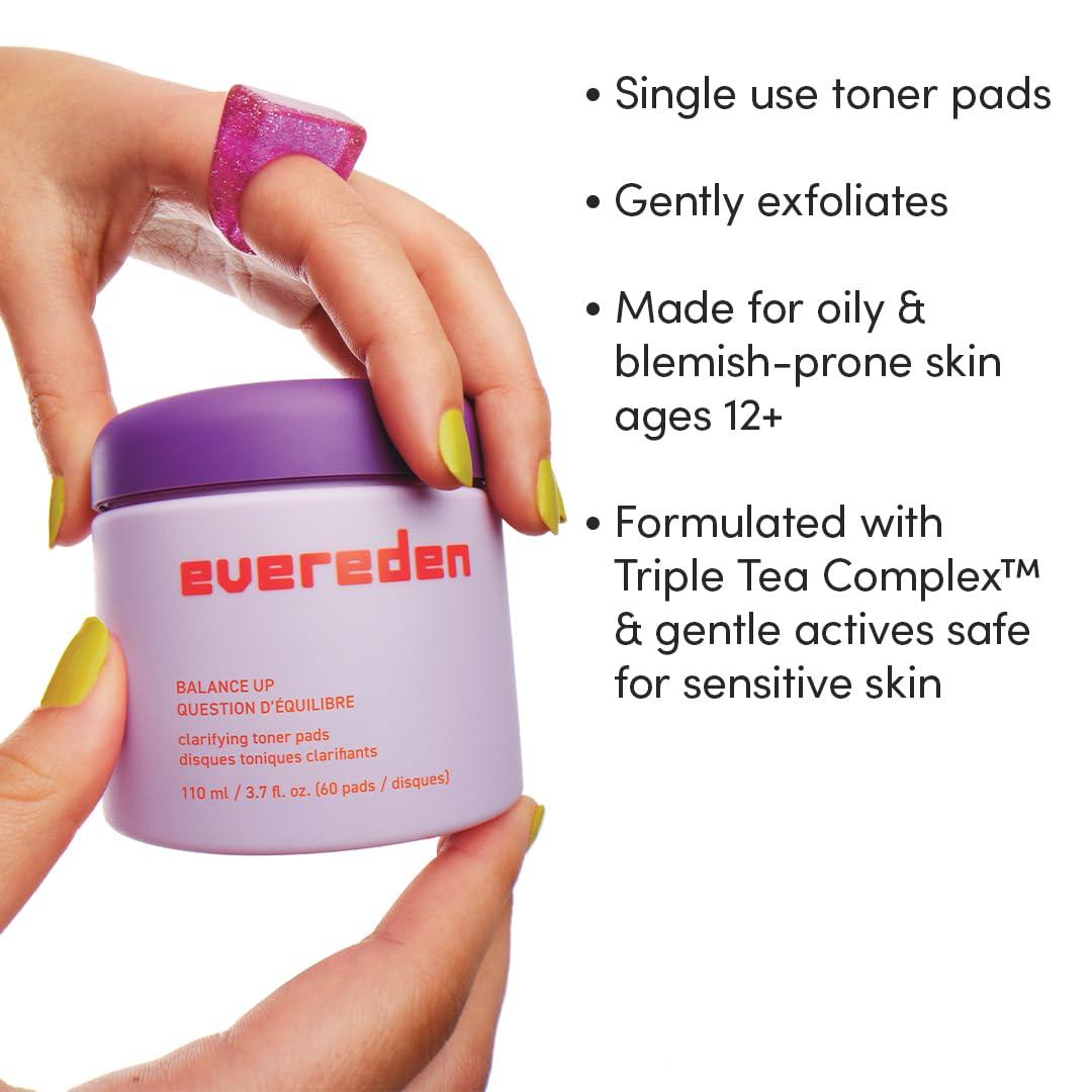 imageEvereden PreTeen Collection Triple Green Tea Steer Clear Balancing Jelly Cleanser Pre Teen Face Wash Lets Bounce GelCream Teen Face Moisturizer ampamp Balance Up WaterBased Toner Pads for Face